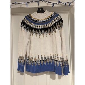 Gorgeous Coco Bleu print sweater with gold sparkle threading size M Pullover